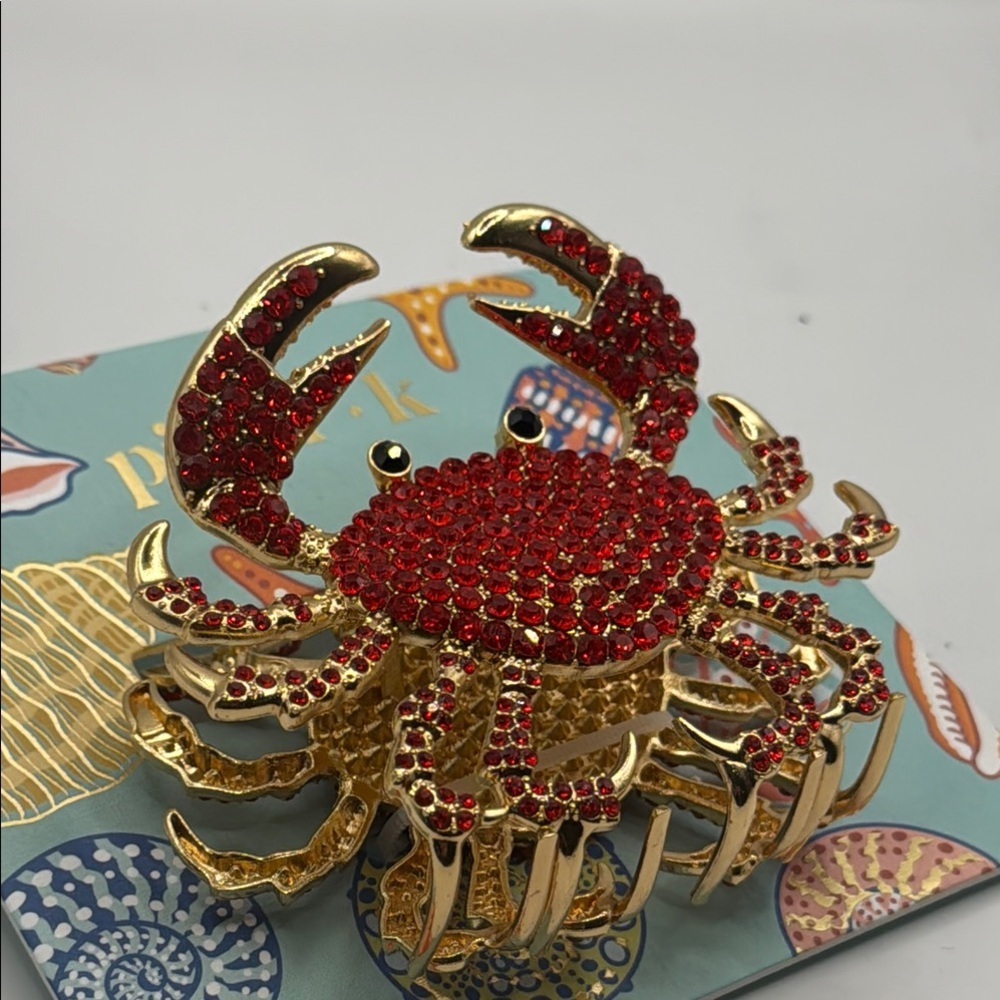 Piper K Red and Gold Crab hair clip - Picture 3 of 5